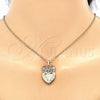 Oro Laminado Earring and Pendant Adult Set, Gold Filled Style Heart Design, with Multicolor Micro Pave, Diamond Cutting Finish, Golden Finish, 10.233.0040.1
