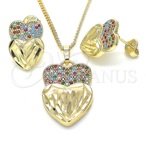 Gold Filled Ring — Earring and Pendant Adult Set Heart Design with — main product view — SKU 131479 | Oro Laminado anillo — Earring and Pendant Adult Set corazón diseño with — SKU 131479