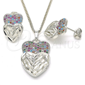 White Gold Filled Ring — Earring and Pendant Adult Set Heart Design with — main product view — SKU 131482 | Oro Laminado Blanco anillo — Earring and Pendant Adult Set corazón diseño with — SKU 131482
