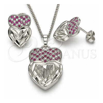 Juego de Aretes y Dije 10.233.0040.6 de Oro Laminado Blanco por Mayoreo, vista principal del producto