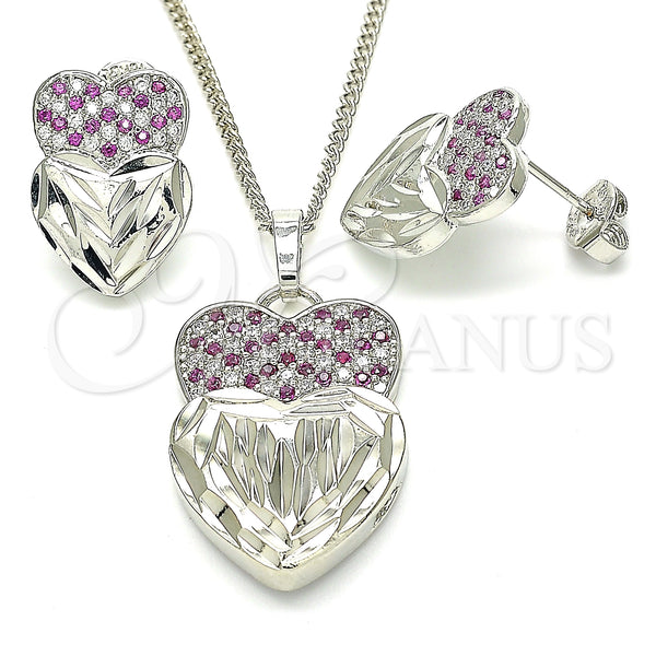 White Gold Filled Ring — Earring and Pendant Adult Set Heart Design with — main product view — SKU 131484 | Oro Laminado Blanco anillo — Earring and Pendant Adult Set corazón diseño with — SKU 131484