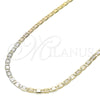 Oro Laminado Basic Necklace, Gold Filled Style Mariner Design, Polished, Tricolor, 04.65.0204.24 (03 MM Thickness, 24 Inches Length)