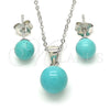 Sterling Silver Earring and Pendant Adult Set, Ball Design, Polished, Rhodium Finish, 10.63.0591