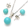 Sterling Silver Earring and Pendant Adult Set, Ball Design, Polished, Rhodium Finish, 10.63.0591