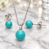 Sterling Silver Earring and Pendant Adult Set, Ball Design, Polished, Rhodium Finish, 10.63.0591