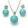 Sterling Silver Earring and Pendant Adult Set, Ball Design, Polished, Rhodium Finish, 10.63.0592