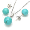 Sterling Silver Earring and Pendant Adult Set, Ball Design, Polished, Rhodium Finish, 10.63.0592