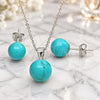Sterling Silver Earring and Pendant Adult Set, Ball Design, Polished, Rhodium Finish, 10.63.0592