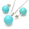 Sterling Silver Earring and Pendant Adult Set, Ball Design, Polished, Rhodium Finish, 10.63.0593