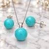 Sterling Silver Earring and Pendant Adult Set, Ball Design, Polished, Rhodium Finish, 10.63.0593