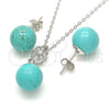 Sterling Silver Earring and Pendant Adult Set, Ball Design, with White Cubic Zirconia, Polished, Rhodium Finish, 10.63.0594.1
