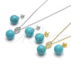Sterling Silver Earring and Pendant Adult Set, Ball Design, with White Cubic Zirconia, Polished, Rhodium Finish, 10.63.0594.1