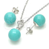 Sterling Silver Earring and Pendant Adult Set, Ball Design, Polished, Rhodium Finish, 10.63.0596.1