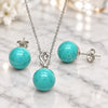 Sterling Silver Earring and Pendant Adult Set, Ball Design, Polished, Rhodium Finish, 10.63.0596.1
