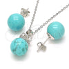 Sterling Silver Earring and Pendant Adult Set, Crown and Ball Design, with White Cubic Zirconia, Polished, Rhodium Finish, 10.63.0597.1