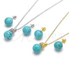 Sterling Silver Earring and Pendant Adult Set, Crown and Ball Design, with White Cubic Zirconia, Polished, Rhodium Finish, 10.63.0597.1
