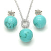 Sterling Silver Earring and Pendant Adult Set, Ball Design, with White Cubic Zirconia, Polished, Rhodium Finish, 10.63.0598.1
