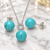 Sterling Silver Earring and Pendant Adult Set, Ball Design, with White Cubic Zirconia, Polished, Rhodium Finish, 10.63.0598.1