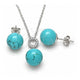 Sterling Silver Earring and Pendant Adult Set, Ball Design, with White Cubic Zirconia, Polished, Rhodium Finish, 10.63.0598.1