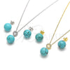 Sterling Silver Earring and Pendant Adult Set, Ball Design, with White Cubic Zirconia, Polished, Rhodium Finish, 10.63.0598.1
