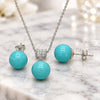 Sterling Silver Earring and Pendant Adult Set, Ball Design, with White Cubic Zirconia, Polished, Rhodium Finish, 10.63.0599.1
