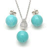Sterling Silver Earring and Pendant Adult Set, Teardrop and Ball Design, with White Cubic Zirconia, Polished, Rhodium Finish, 10.63.0600.1