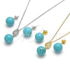 Sterling Silver Earring and Pendant Adult Set, Teardrop and Ball Design, with White Cubic Zirconia, Polished, Rhodium Finish, 10.63.0600.1