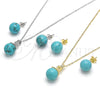 Sterling Silver Earring and Pendant Adult Set, Crown and Ball Design, with White Cubic Zirconia, Polished, Rhodium Finish, 10.63.0601.1