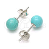 Sterling Silver Stud Earring, Ball Design, Polished, Rhodium Finish, 02.63.2696