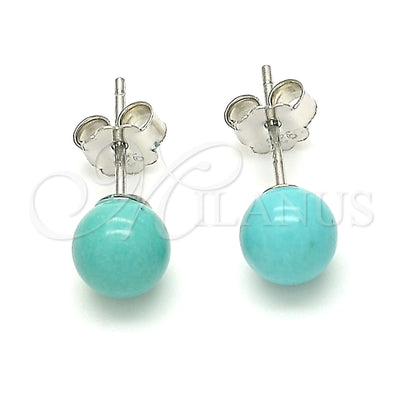 Sterling Silver Stud Earring, Ball Design, Polished, Rhodium Finish, 02.63.2696 for wholesale, main product view