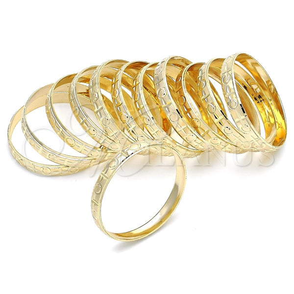 Gold Plated Dozen Bangle, Diamond Cutting Finish, Golden Finish, 03.08.0142.01