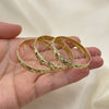 Gold Plated Dozen Bangle, Diamond Cutting Finish, Golden Finish, 03.08.0142.01 (04 MM Thickness, One size fits all)