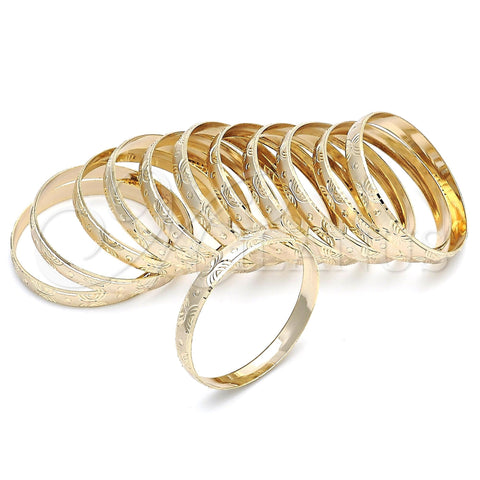 Gold Plated Dozen Bangle, Diamond Cutting Finish, Golden Finish, 03.08.0142.02 (04 MM Thickness, One size fits all)