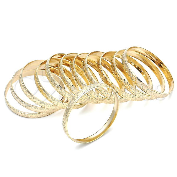 Gold Plated Dozen Bangle, Diamond Cutting Finish, Golden Finish, 03.08.0142.03