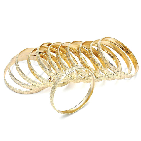 Gold Plated Dozen Bangle, Diamond Cutting Finish, Golden Finish, 03.08.0142.03 (04 MM Thickness, One size fits all)