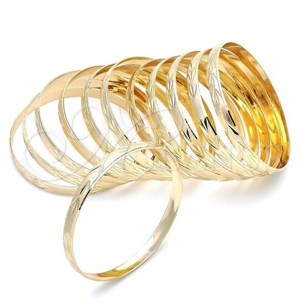 Gold Plated Jewelry — Dozen Bangle Diamond Cutting 03.08. 04 MM Thickness — main product view — SKU 131518 | Chapa de Oro joyería — Dozen Bangle Diamond Cutting 03.08. 04 MM Thickness — SKU 131518