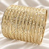 Gold Plated Dozen Bangle, Diamond Cutting Finish, Golden Finish, 03.08.0142.06 (04 MM Thickness, One size fits all)