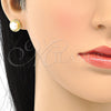Oro Laminado Stud Earring, Gold Filled Style with Ivory Pearl, Polished, Golden Finish, 02.342.0049