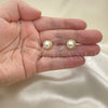 Oro Laminado Stud Earring, Gold Filled Style with Ivory Pearl, Polished, Golden Finish, 02.342.0049