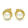 Oro Laminado Stud Earring, Gold Filled Style with Ivory Pearl, Polished, Golden Finish, 02.342.0049
