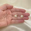 Oro Laminado Stud Earring, Gold Filled Style Ball and Love Knot Design, with Ivory Pearl, Polished, Golden Finish, 02.342.0055