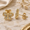 Oro Laminado Stud Earring, Gold Filled Style Butterfly Design, with White Cubic Zirconia, Polished, Golden Finish, 02.342.0059