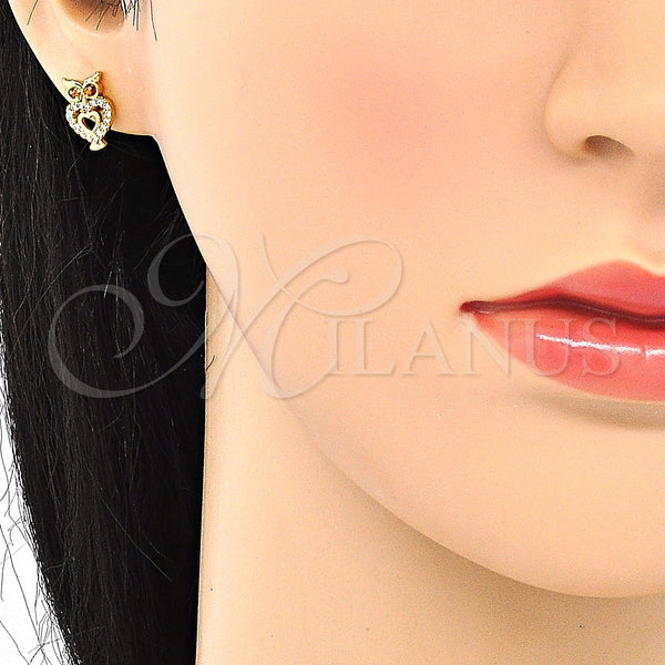 Gold Filled Ring — Stud Earring Owl and Heart Design with Ruby — alternate product view — SKU 131619 | Oro Laminado anillo — Stud Earring Owl and corazón diseño with Ruby — SKU 131619