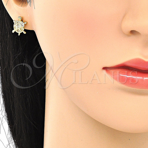 Gold Filled Ring — Stud Earring Turtle Design with White Cubic Zirconia — alternate product view — SKU 131621 | Oro Laminado anillo — Stud Earring Turtle diseño with blanco Cubic Zirconia — SKU 131621