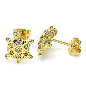 Gold Filled Ring — Stud Earring Turtle Design with White Cubic Zirconia — main product view — SKU 131621 | Oro Laminado anillo — Stud Earring Turtle diseño with blanco Cubic Zirconia — SKU 131621