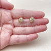 Oro Laminado Stud Earring, Gold Filled Style Love Knot Design, with White Cubic Zirconia, Polished, Golden Finish, 02.342.0066