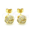 Oro Laminado Stud Earring, Gold Filled Style Love Knot Design, with White Cubic Zirconia, Polished, Golden Finish, 02.342.0066