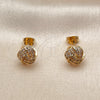 Oro Laminado Stud Earring, Gold Filled Style Love Knot Design, with White Cubic Zirconia, Polished, Golden Finish, 02.342.0066