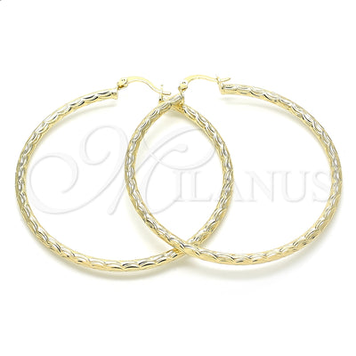 Oro Laminado Large Hoop, Gold Filled Style Diamond Cutting Finish, Golden Finish, 02.213.0151.60