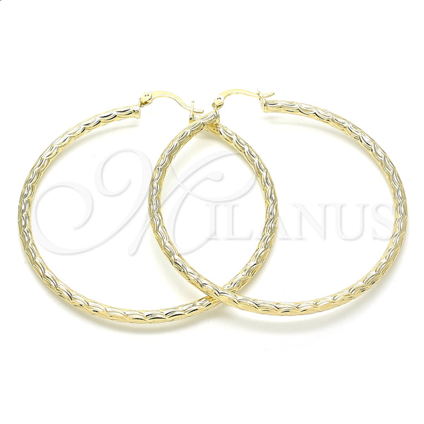 Oro Laminado Large Hoop, Gold Filled Style Diamond Cutting Finish, Golden Finish, 02.213.0151.60